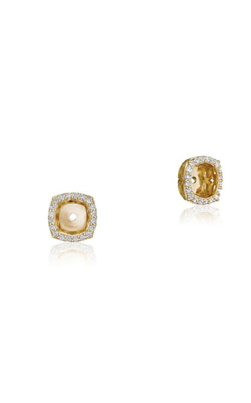 A rose gold halo stud earrings.