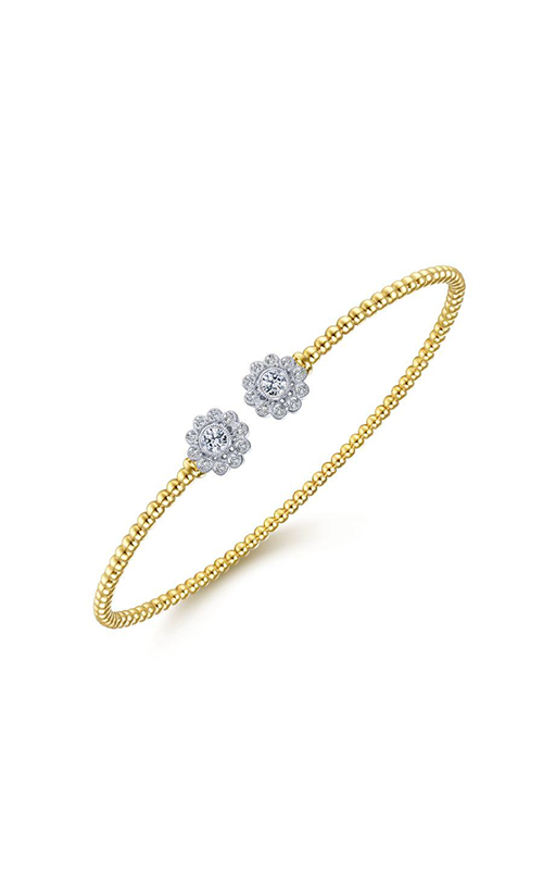 A white and yellow gold diamond open cuff bangle