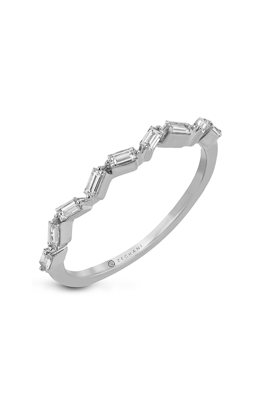 A white gold fashion ring with baguette diamonds