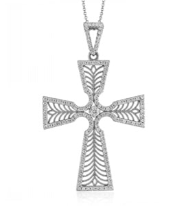 Zeghani Vintage Vixen cross necklace features small diamond accents