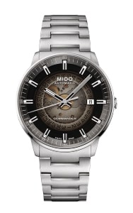 A skeleton dial watch from Mido’s Commander collection