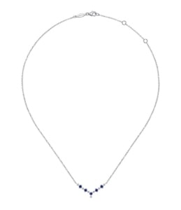 A necklace with sapphires and diamonds from Gabriel & Co. Lusso Color.
