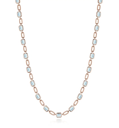 TACORI rose gold elongated chain necklace with blue topaz gemstones